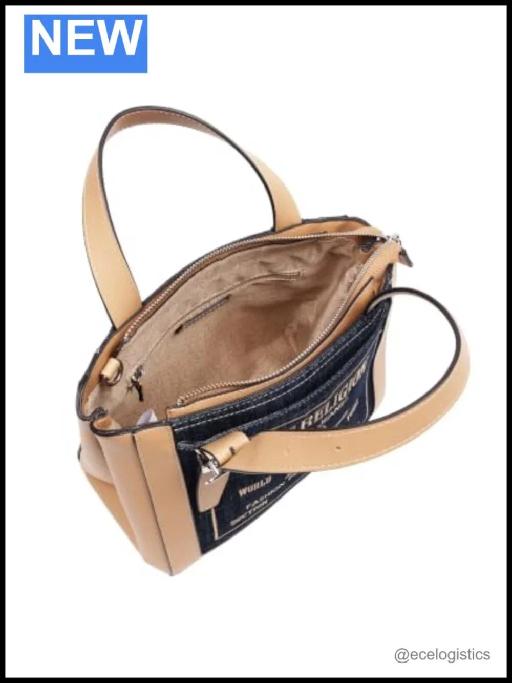 True Religion Arvin Buddha World Tour Crossbody Tote, Dark Denim, Adjustable